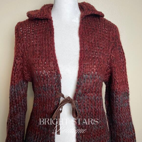 Rare Vintage Knit Ombre Duster Cardi ASO Willow Rosenberg BtVS Red Black - Picture 8 of 11